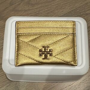 Tory Burch Quilted Gold Card Holder